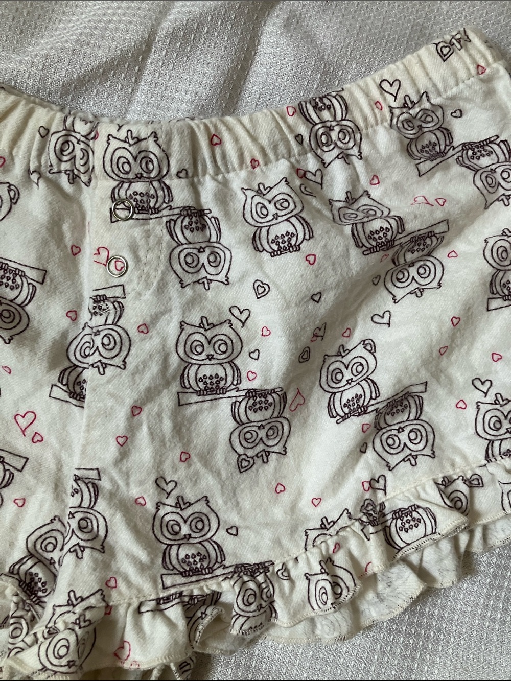 Owl-Print Ruffle Lounge PJ Shorts - Picture 3 of 7